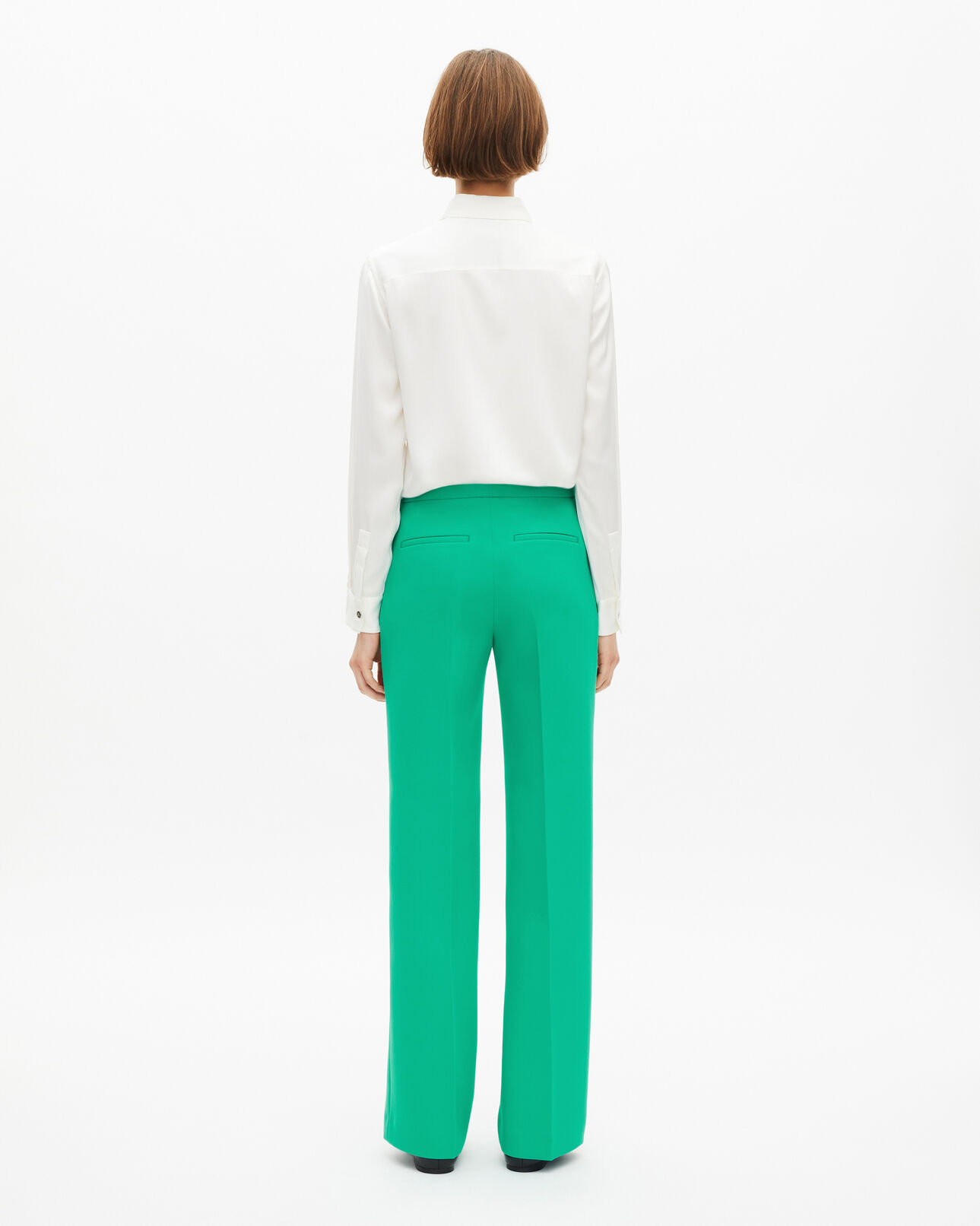 The Kooples FEMME GREEN pantalon tailleur vert en crêpe