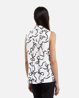 The Kooples WOMEN WHITE / BLACK ribbon print silk shirt