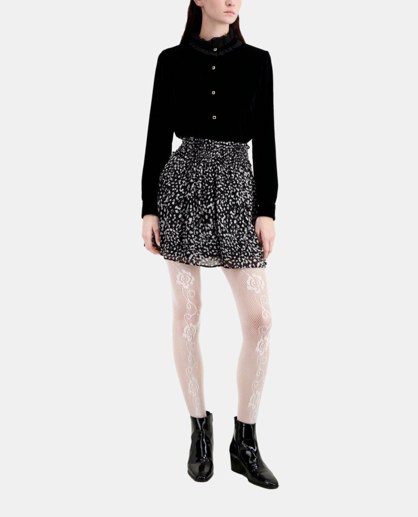 The Kooples FEMME BLACK WHITE jupe courte imprimée avec smocks