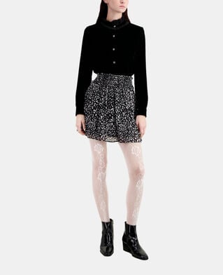 The Kooples FEMME BLACK WHITE jupe courte imprimée avec smocks