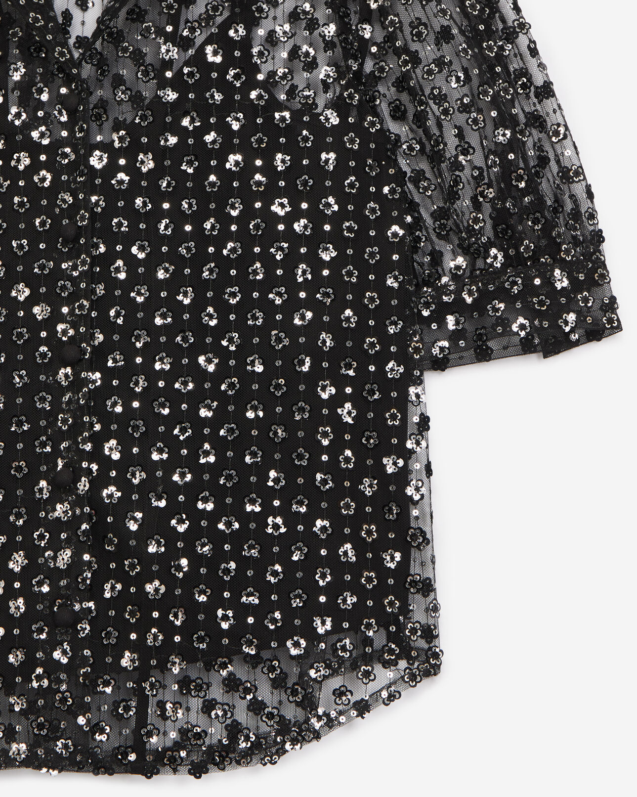 The Kooples DAMEN BLACK ARGENT bluse schwarz halbtransparent pailletten