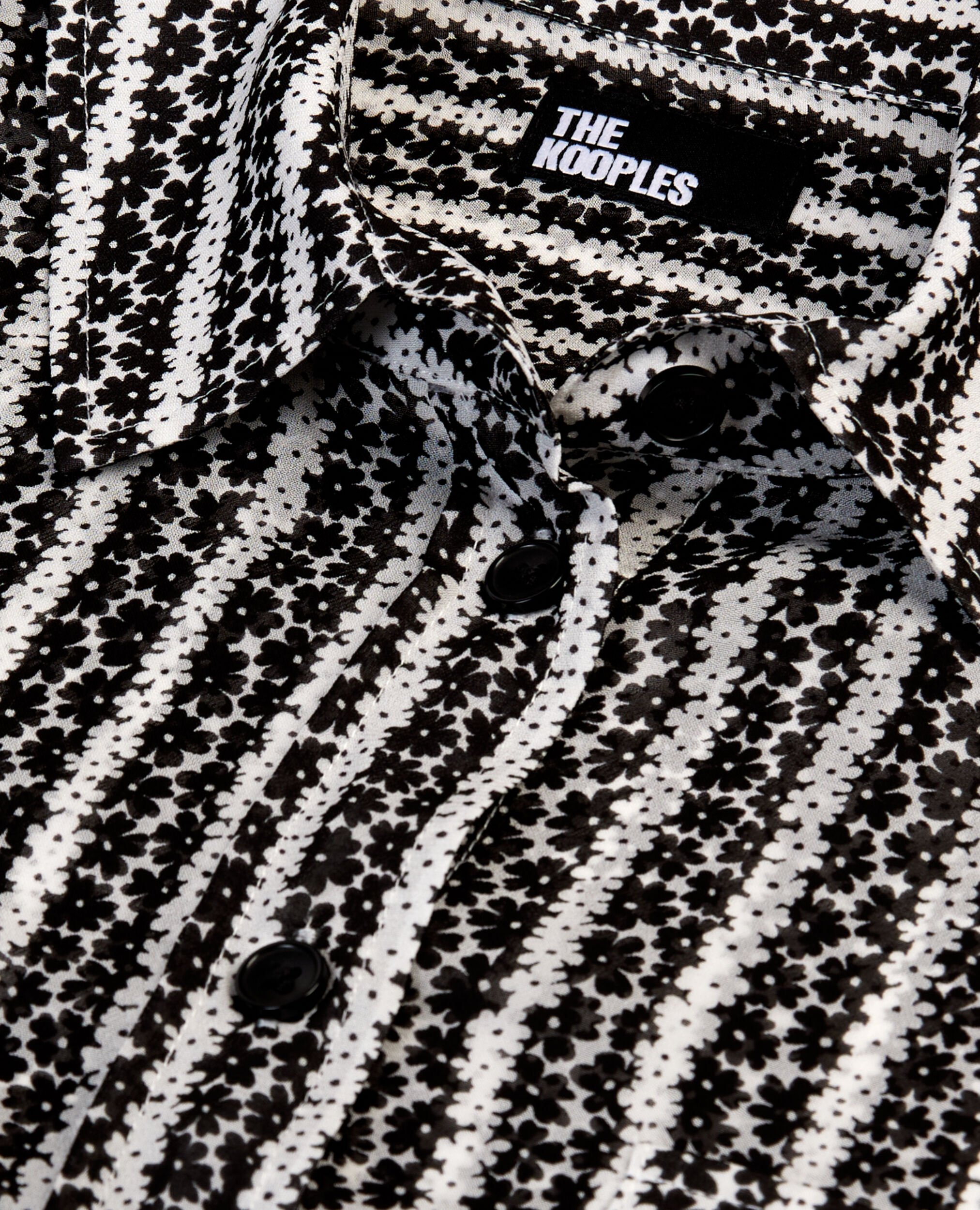 Chemise fleurie à rayures noire et banche, BLACK WHITE, hi-res image number null