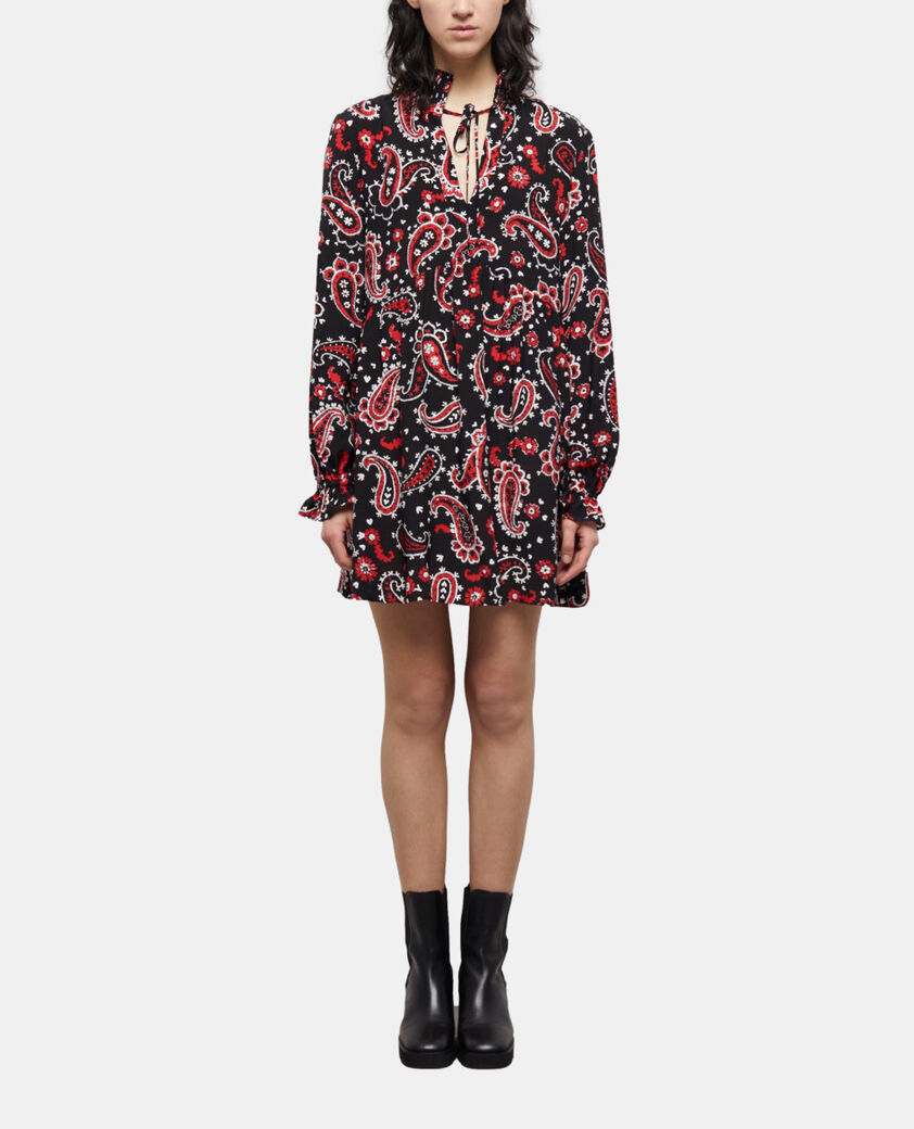 The Kooples WOMEN BLACK - RED short printed dress