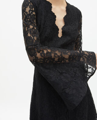 The Kooples WOMEN BLACK short dress with flared sleeves in black lace
