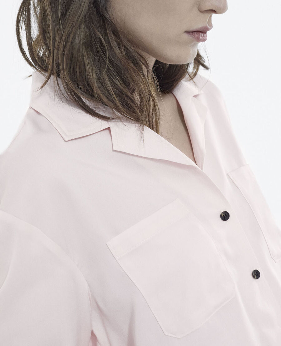 chemise oversize rose tencel boutonnée