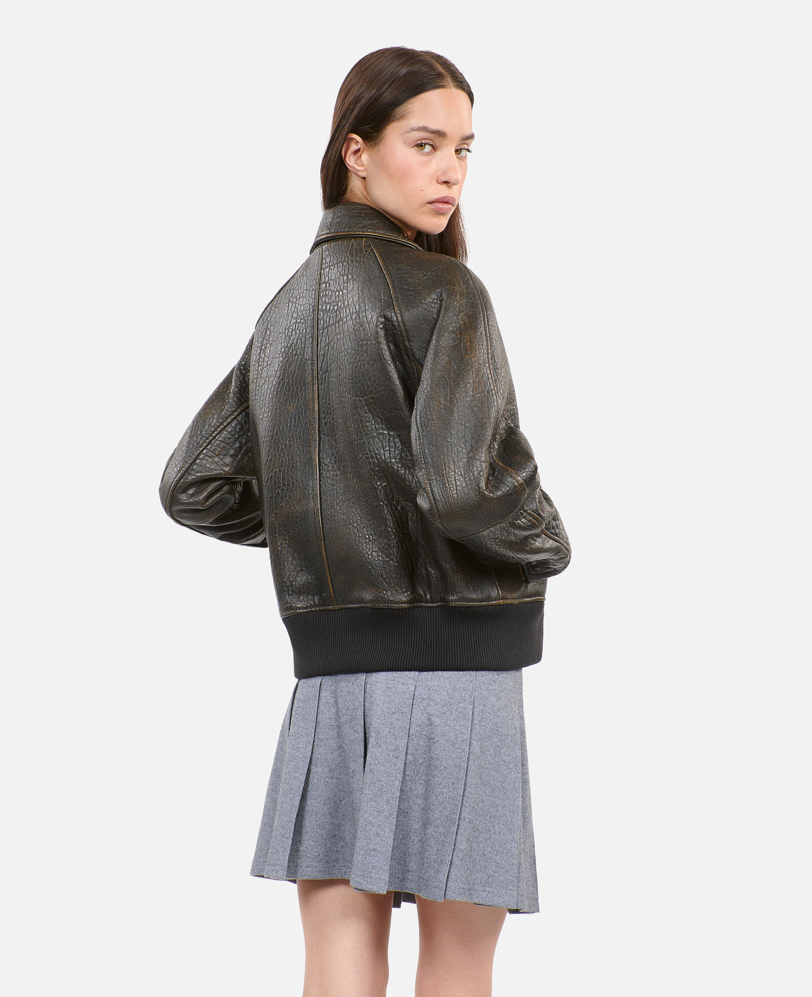 The Kooples WOMEN DARK BROWN brown leather jacket
