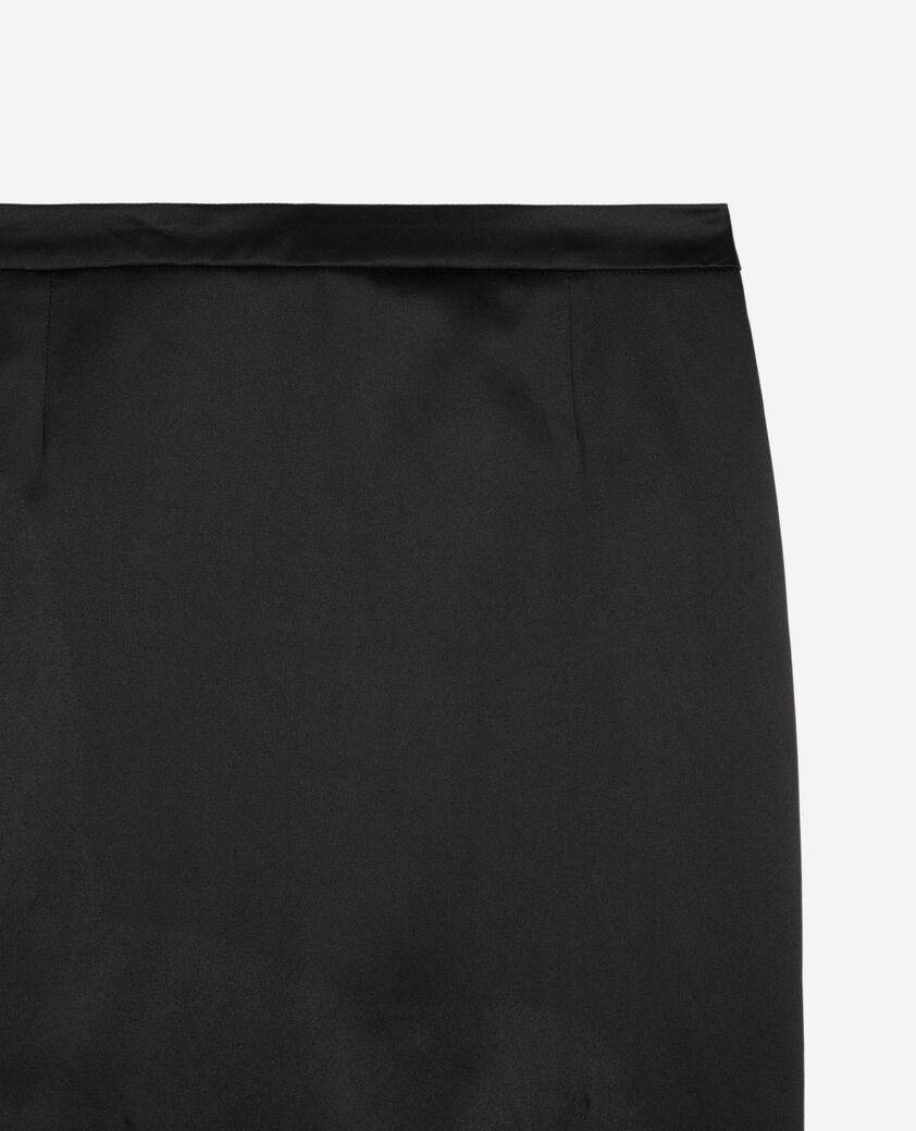 The Kooples WOMEN BLACK long black satin pencil skirt