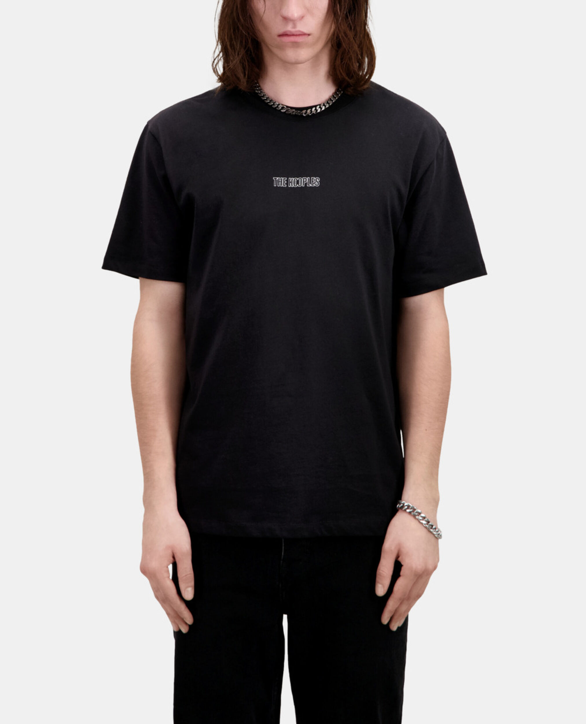 Men's black t-shirt with logo, BLACK, hi-res image number null