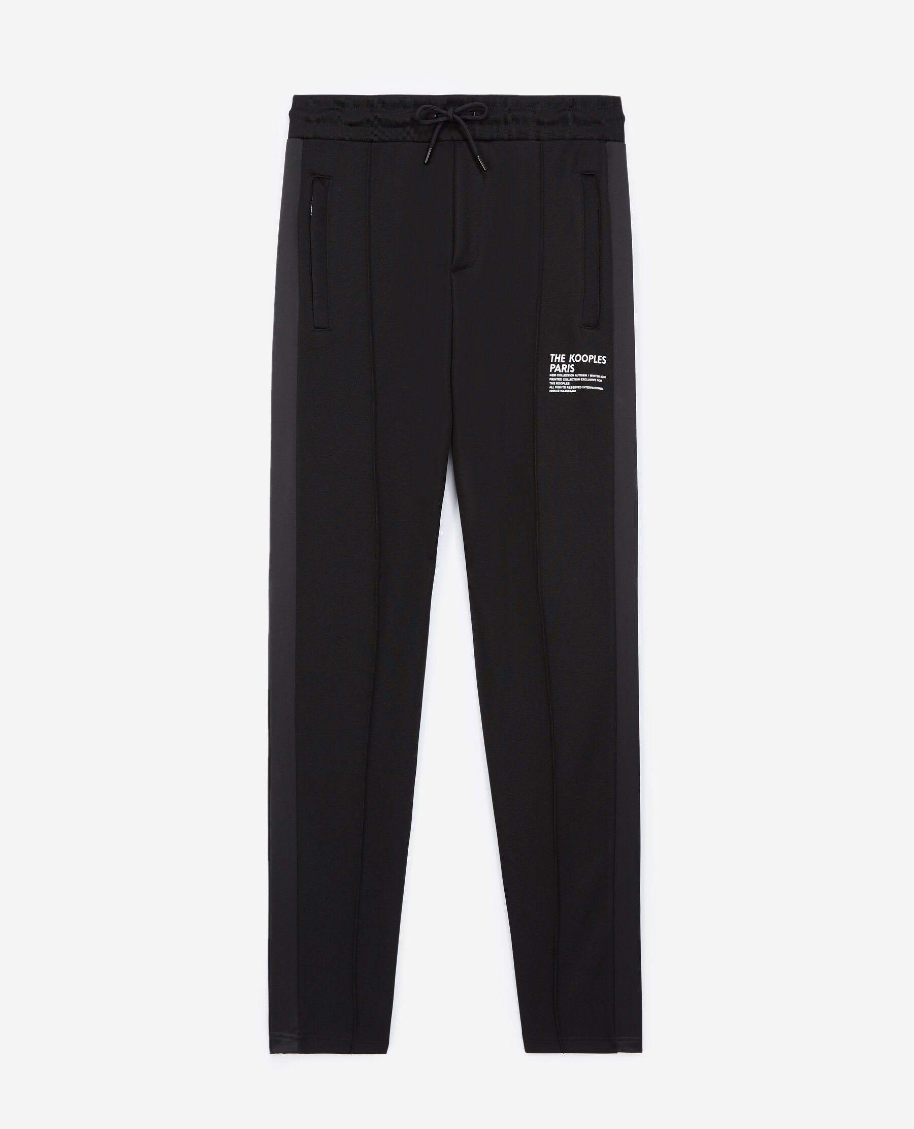 Jogging noir a bande satin grise