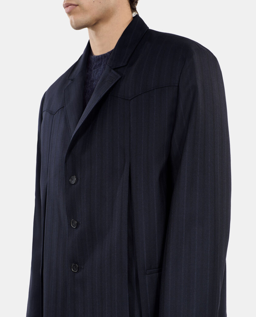 The Kooples HOMME NAVY blazer style kimono &agrave; rayures bleu