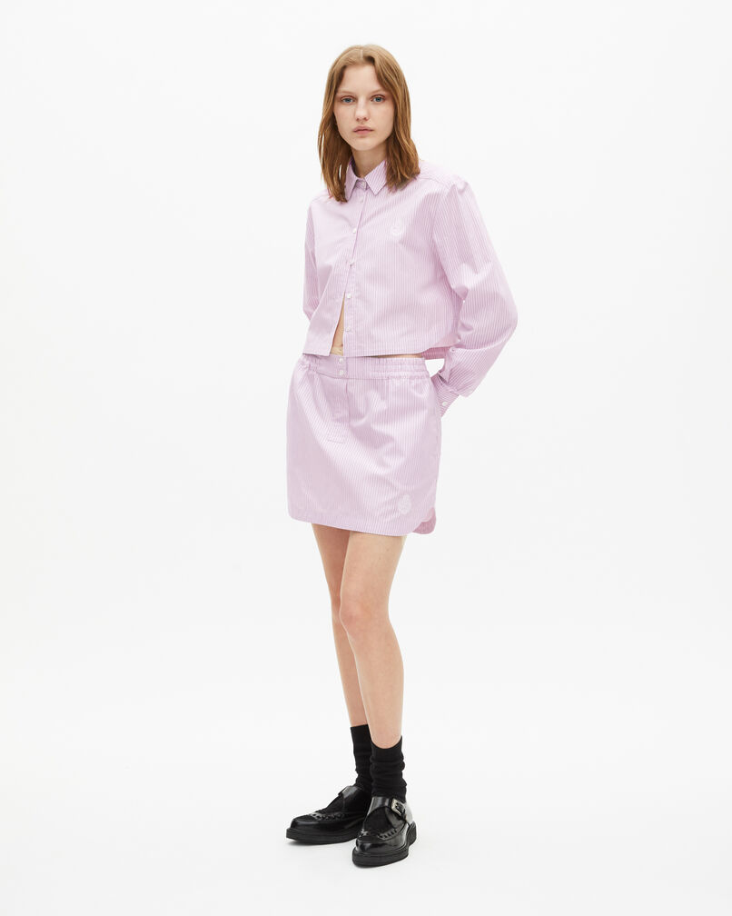 The Kooples FEMME PINK BLACK jupe courte à rayures rose