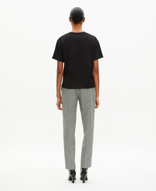 The Kooples FEMME BLACK t-shirt droit en coton m&eacute;lang&eacute; noir