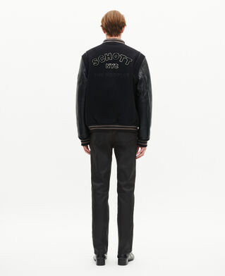 The Kooples HOMME BLACK blouson varsity en cuir noir the kooples x schott nyc