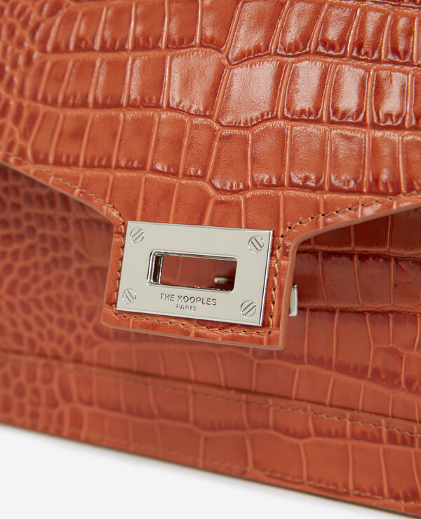 emily medium red croc-print bag in leather