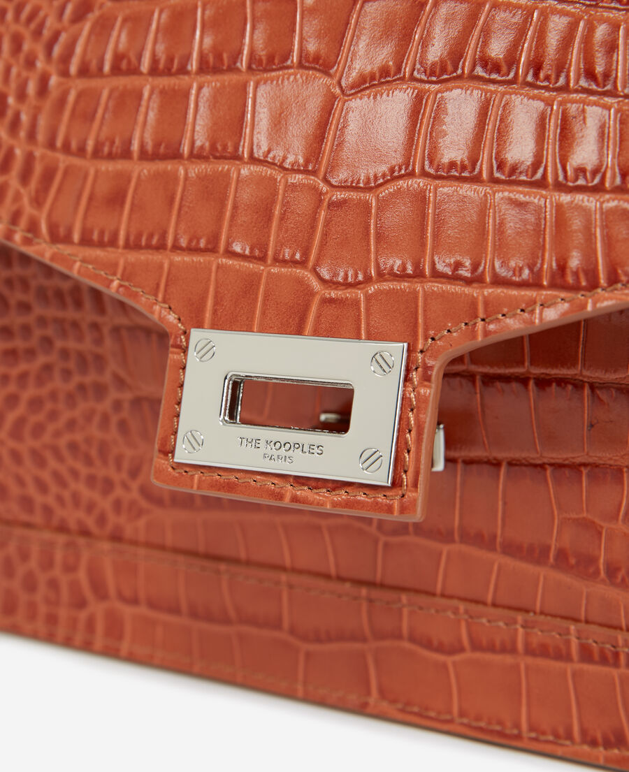 emily medium red croc-print bag in leather