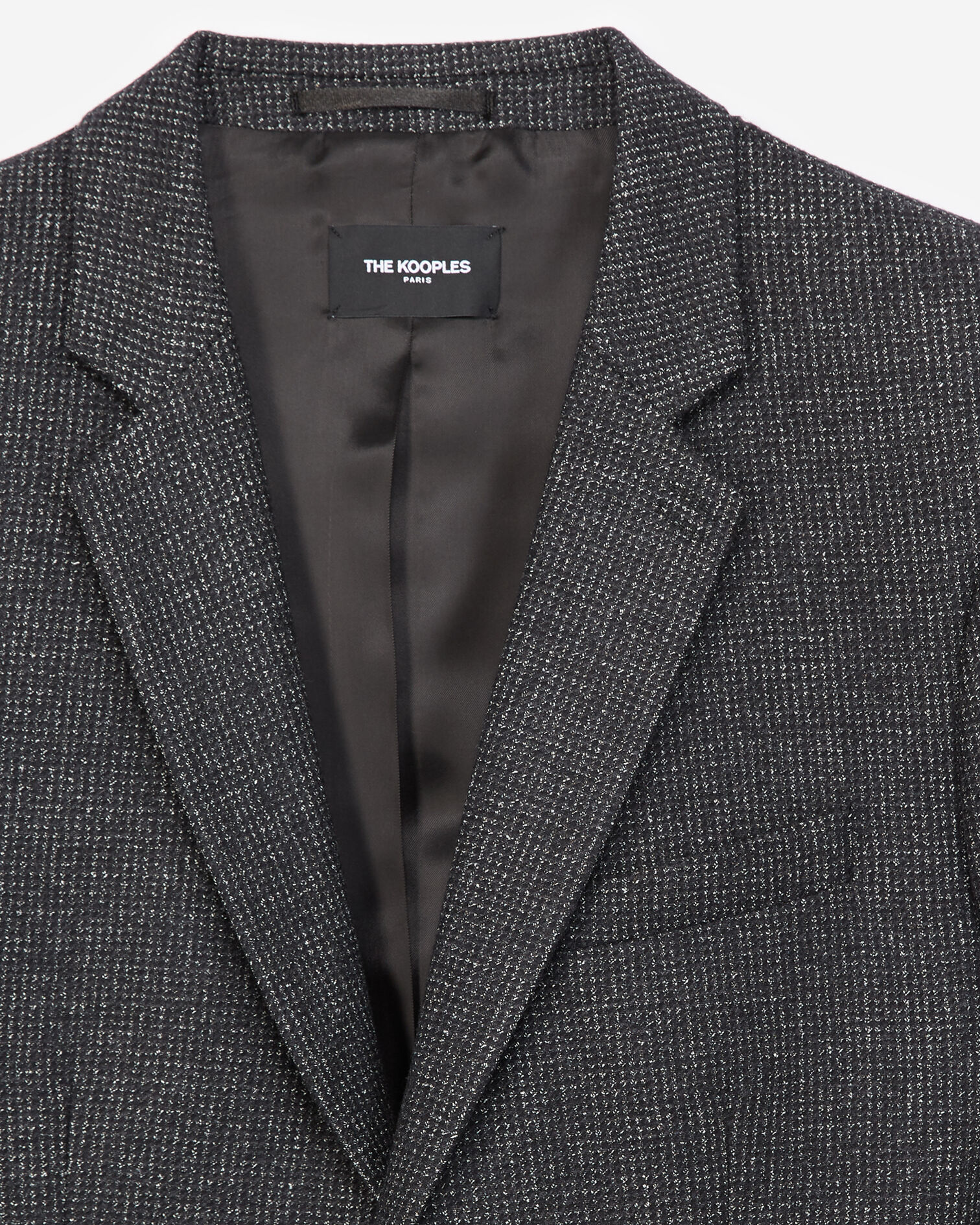 Veste habillée noire laine à coudières, BLACK GREY, hi-res image number null