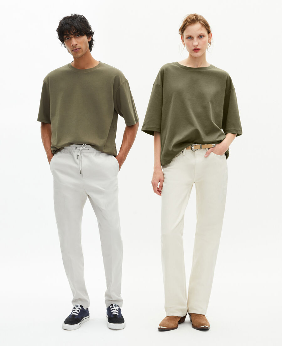 The Kooples HERREN KAKI lockeres, schlichtes unisex-t-shirt in khaki