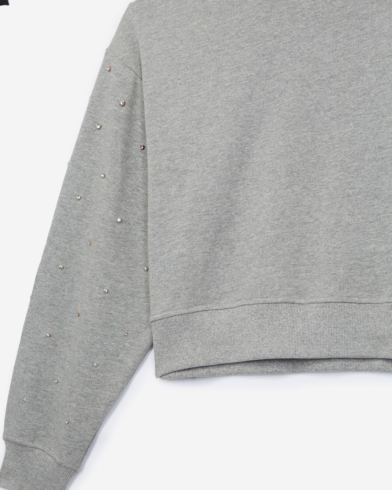 The Kooples FEMME LIGHT GREY MELANGE sweat molleton gris strass all-over