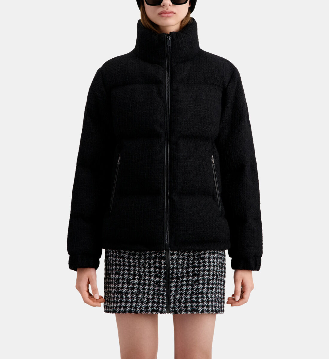 Tweed puffer jacket new arrivals