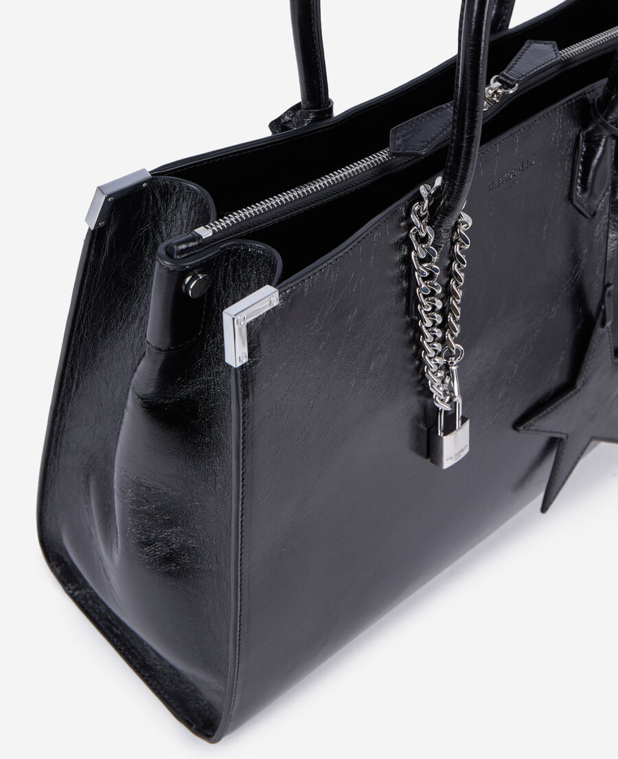 The Kooples FEMME BLACK sac cabas ming xl en cuir noir