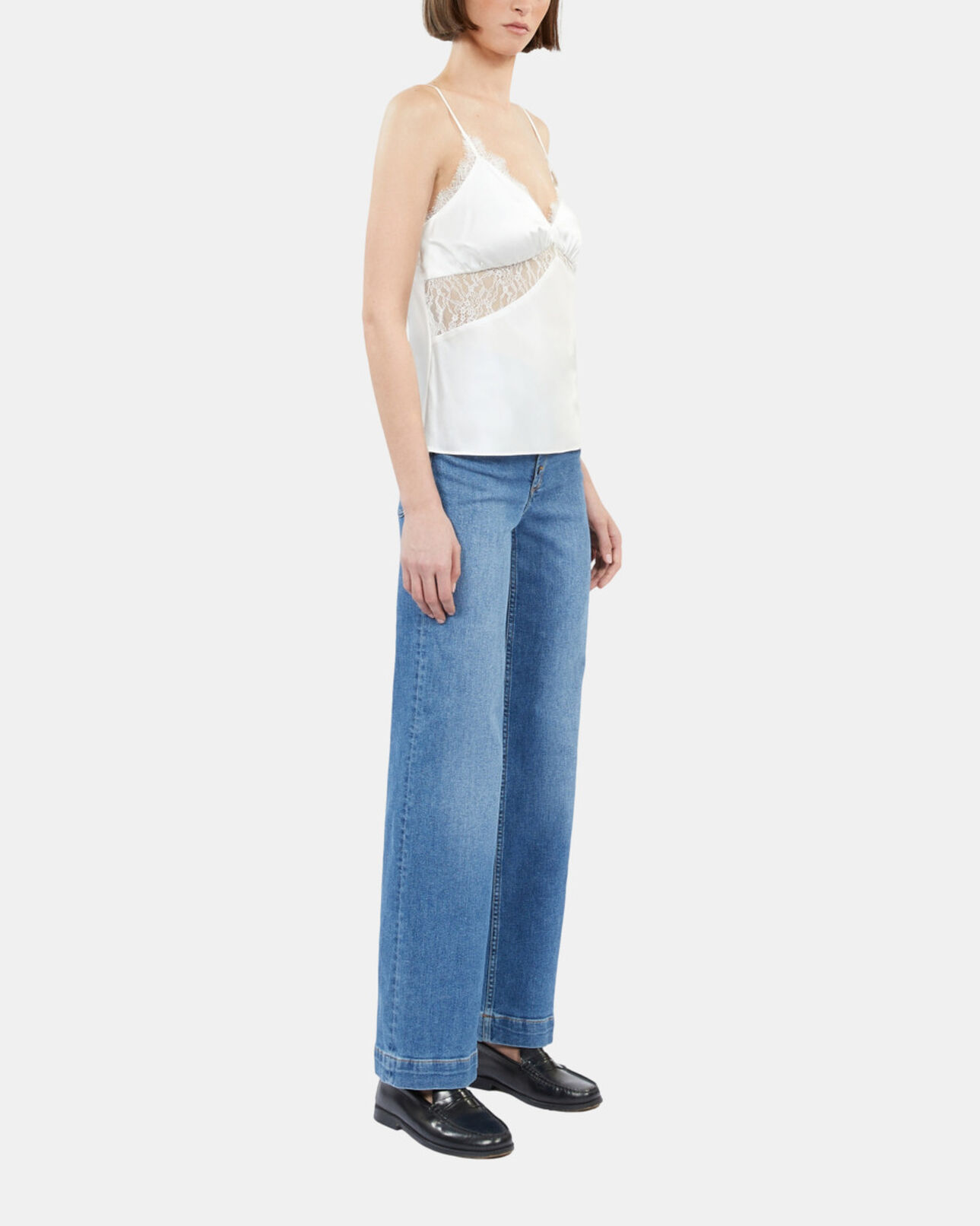 The Kooples WOMEN ECRU ecru silk camisole with lace