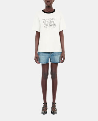 The Kooples DAMEN ECRU ecrufarbenes t-shirt mit tk waves-siebdruck