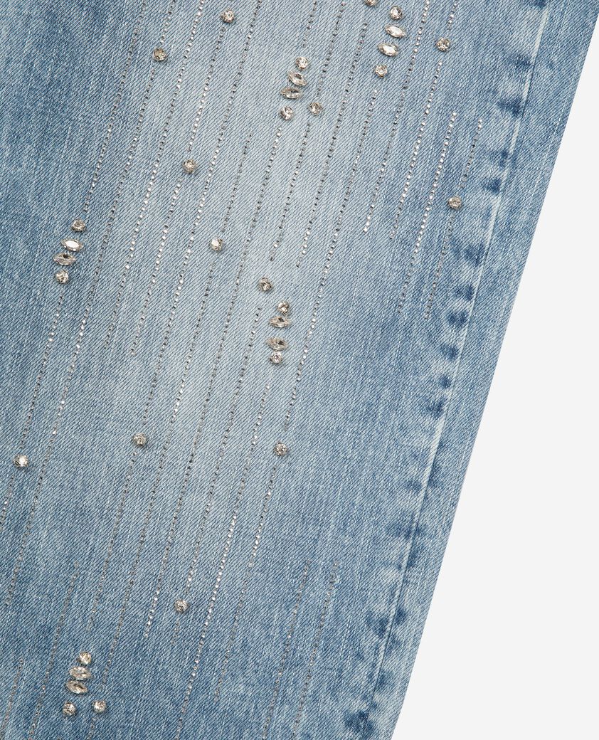 The Kooples WOMEN BABY BLUE wide jeans with light blue rhinestones