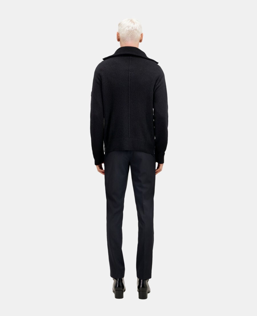 The Kooples HOMME BLACK pull en laine m&eacute;lang&eacute;e avec zip noir