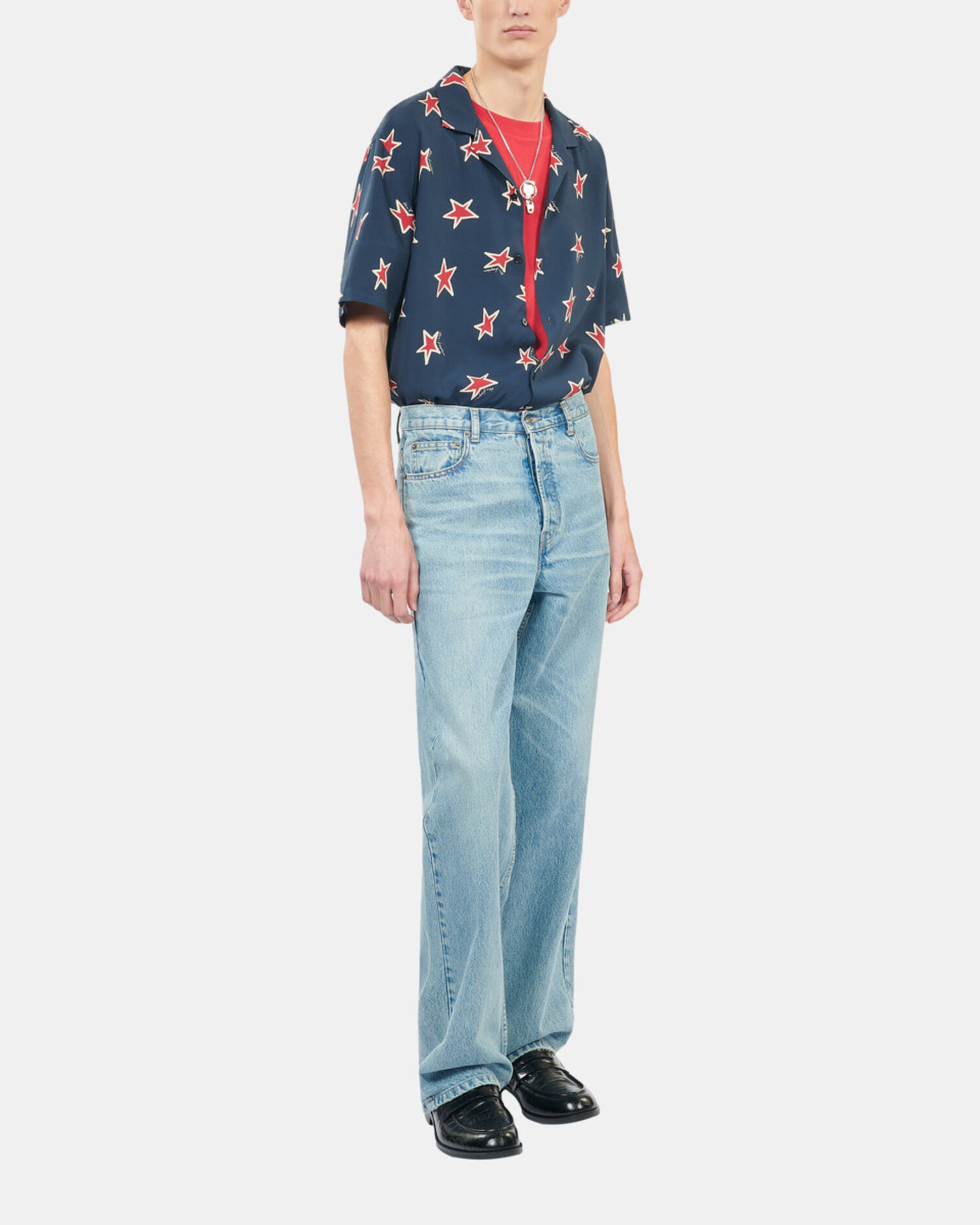 Straight blue jeans, BLUE/GREEN, hi-res image number null