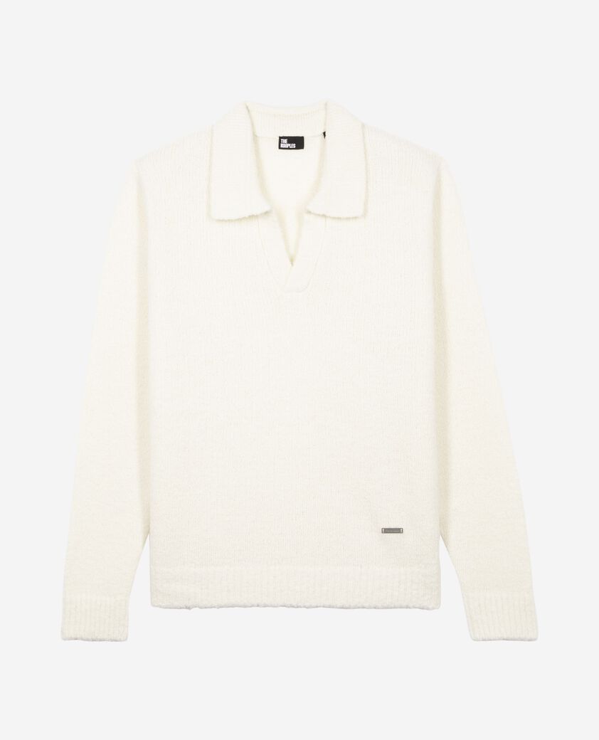 The Kooples MEN LIGHT BEIGE beige wool tunisian collar sweater