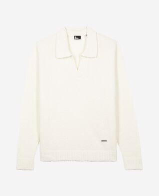 The Kooples H LIGHT BEIGE beige wool tunisian collar sweater