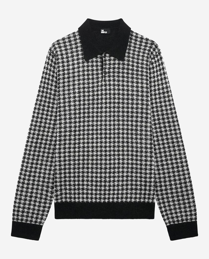 The Kooples HOMME BLACK WHITE pull en pied de poule noir