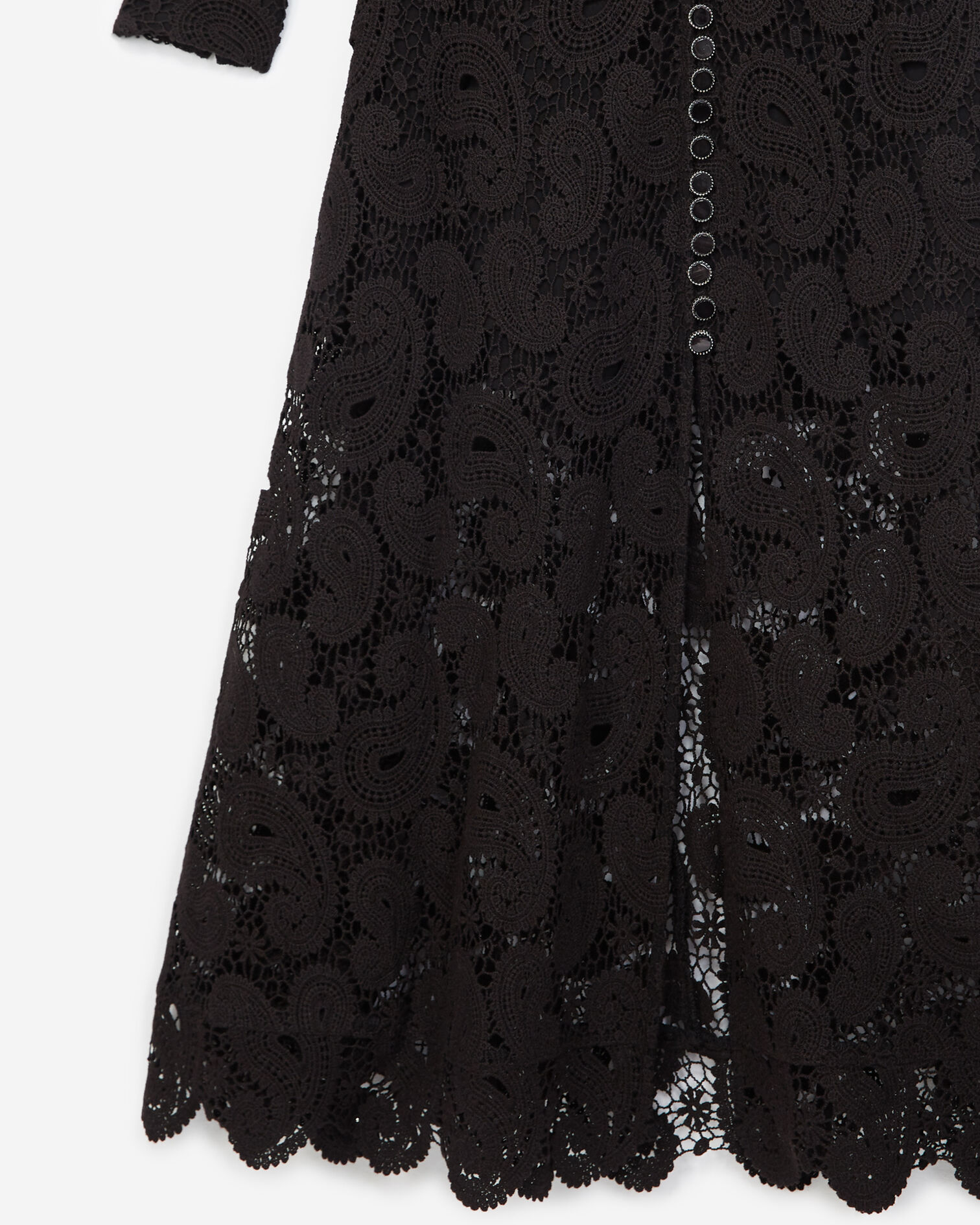 Long buttoned black lace dress, BLACK, hi-res image number null