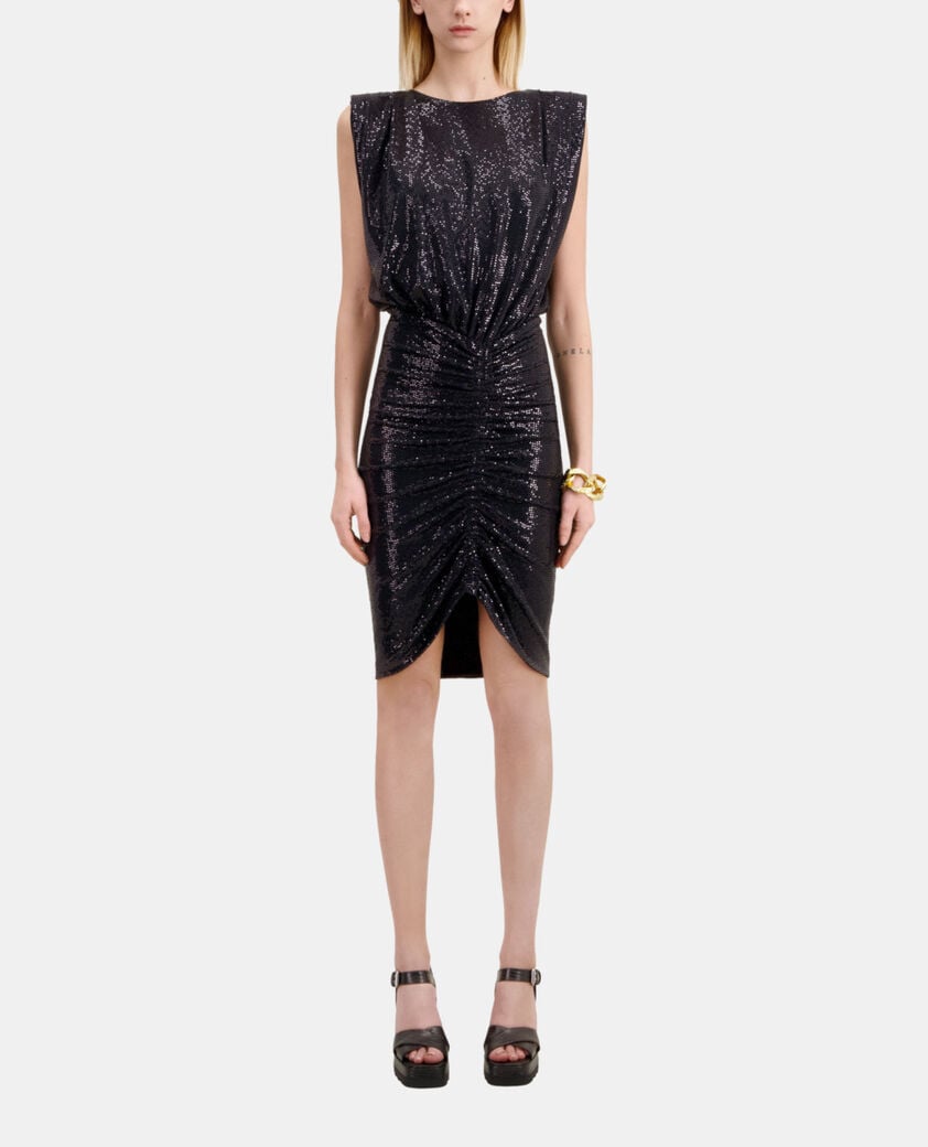 The Kooples FEMME BLACK robe courte à paillettes noire