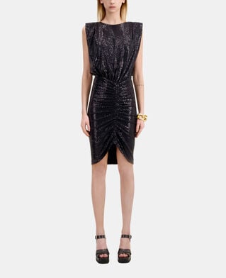 The Kooples FEMME BLACK robe courte à paillettes noire