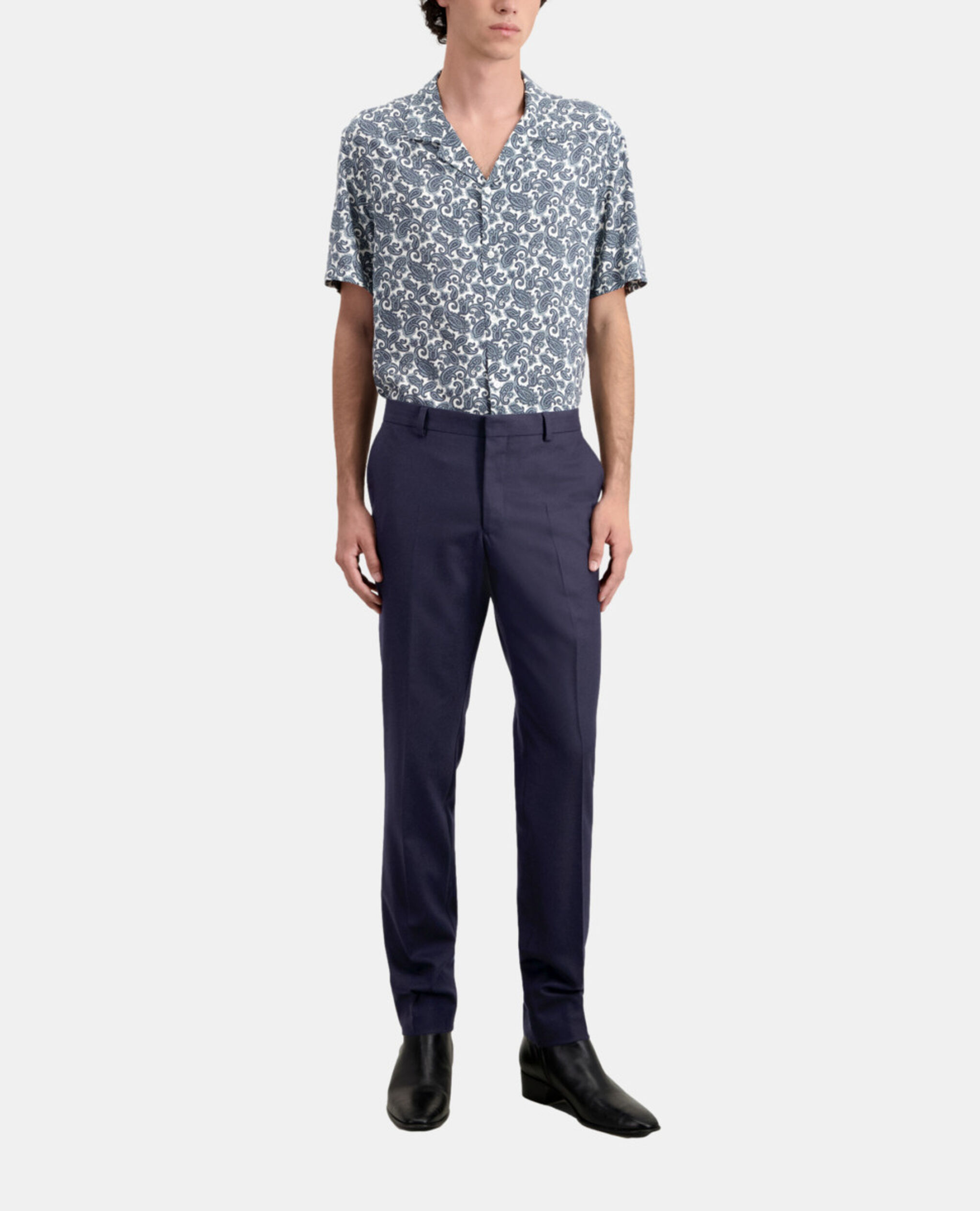 Blue navy flannel suit trousers, NAVY, hi-res image number null