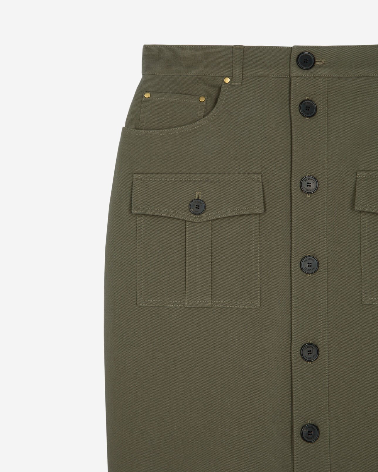 The Kooples FEMME KAKI jupe cargo midi kaki