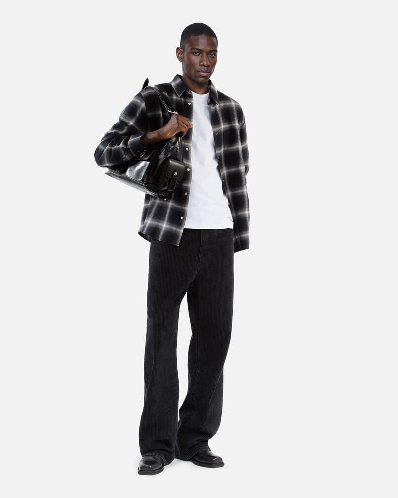 The Kooples HOMME BLACK GREY WHITE chemise à carreaux noire