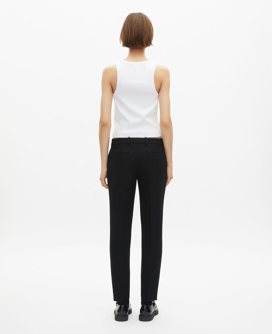 The Kooples WOMEN BLACK black crepe tailored pants, straight cut