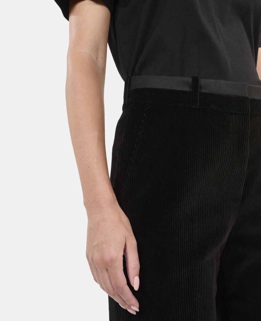 The Kooples FEMME BLACK pantalon tailleur droit en velours côtelé noir