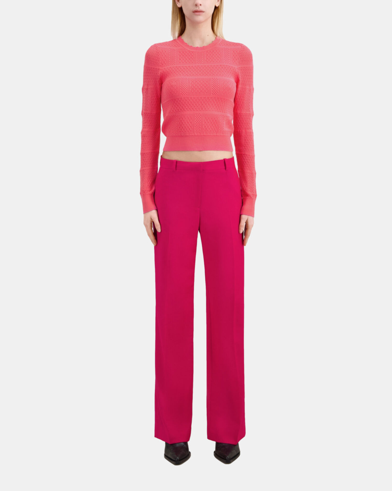 Red wool suit trousers, CHERRY, hi-res image number null