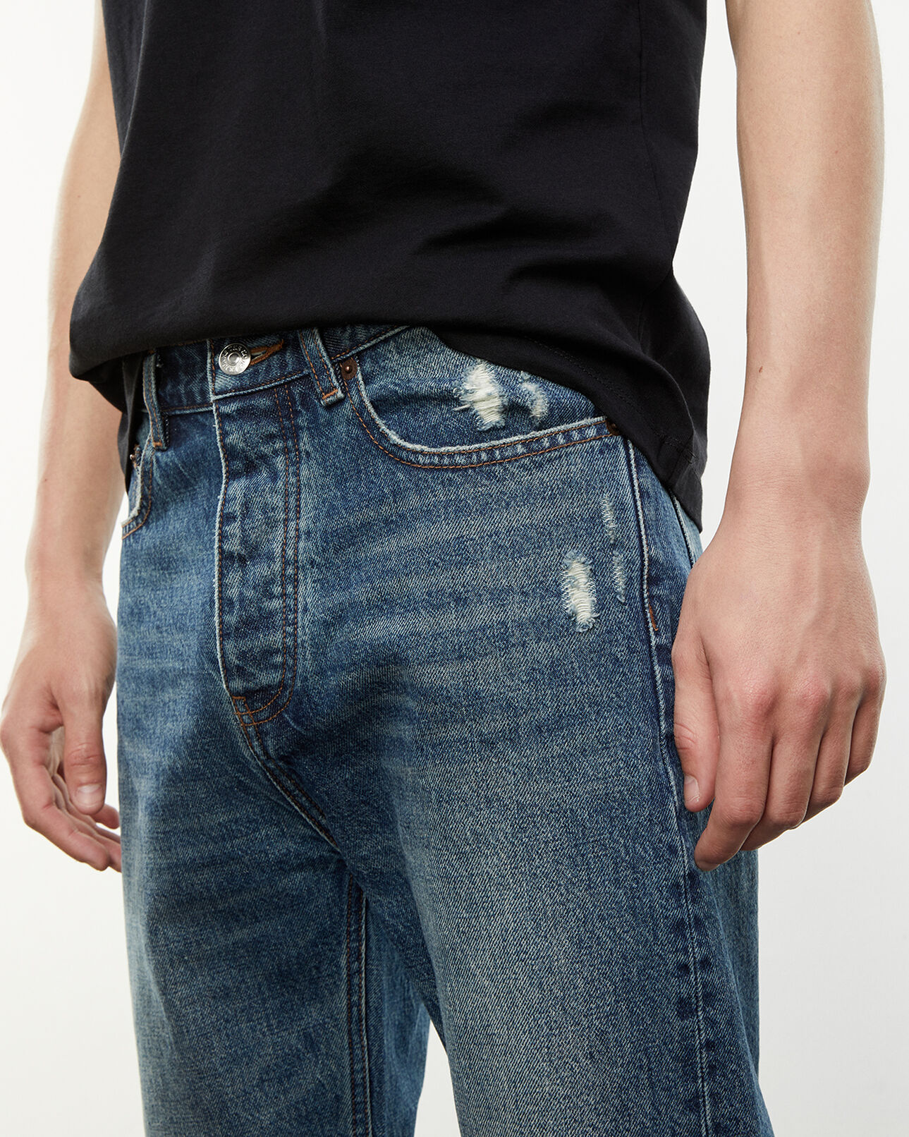 The Kooples HERREN BLUE VINTAGE jeans dunkelblau destroyed-details