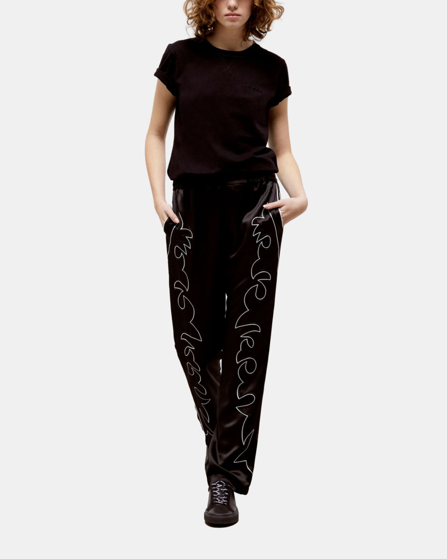 Women's the kooples black logo t-shirt, BLACK, hi-res image number null
