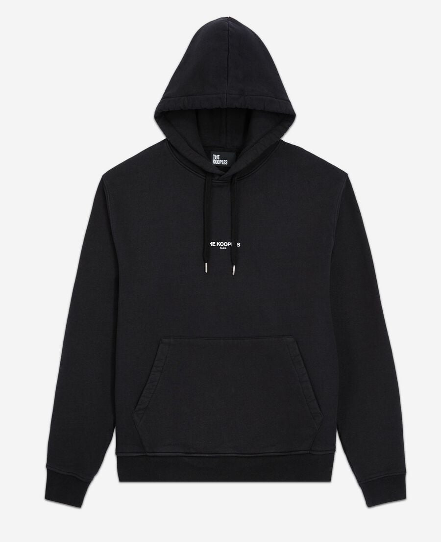 The Kooples HOMME BLACK sweatshirt à capuche logo noir