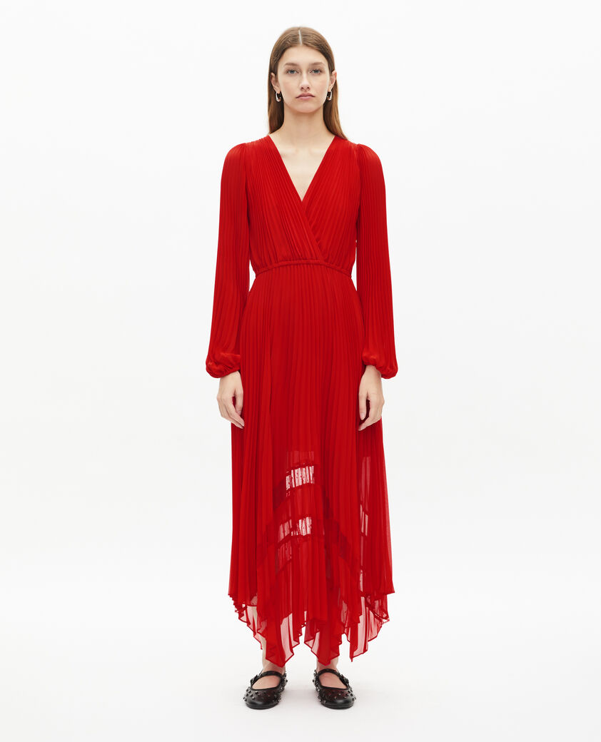 The Kooples WOMEN RED red pleated long dress