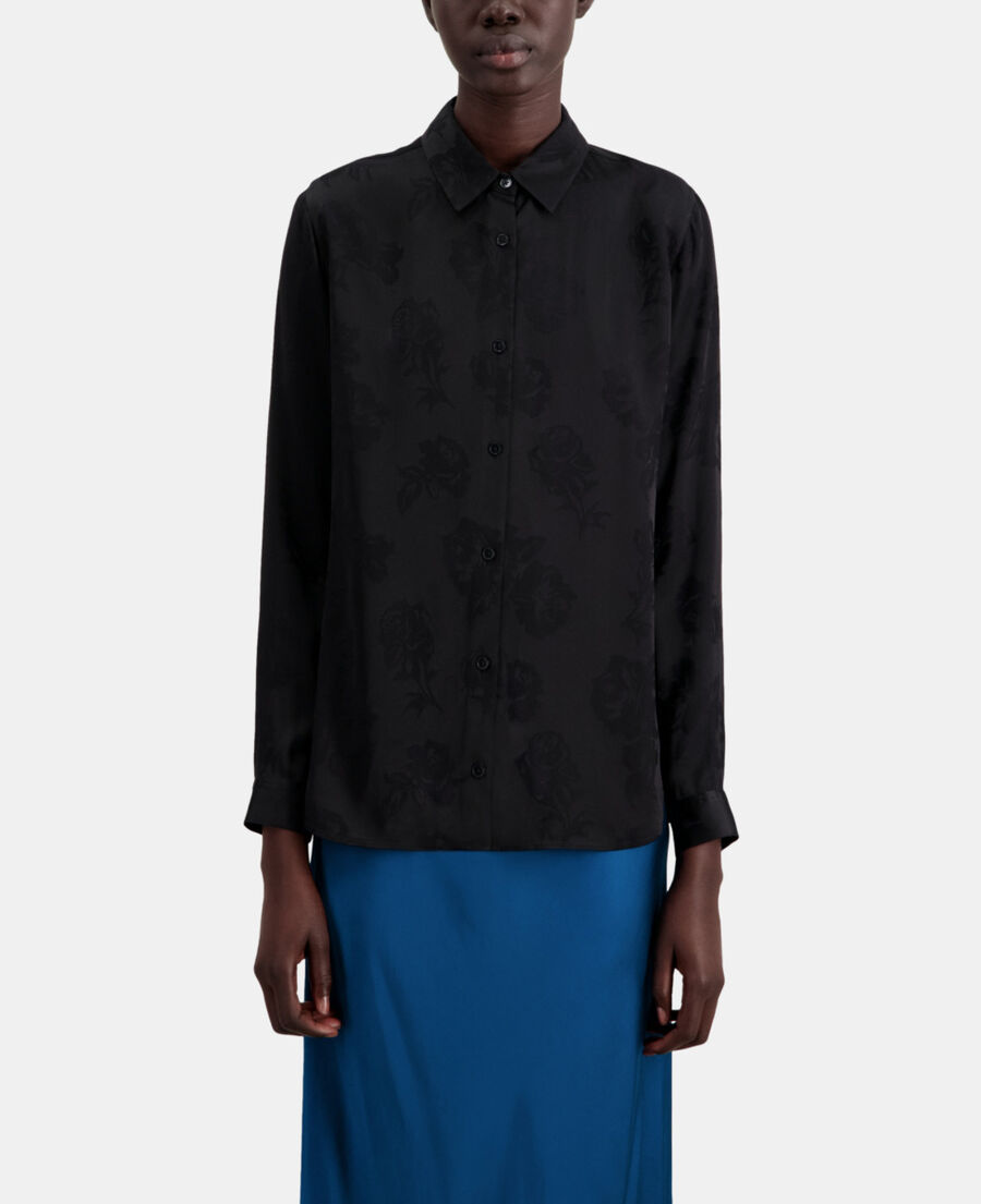 The Kooples F BLACK black floral jacquard shirt