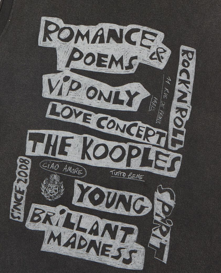 The Kooples FEMME BLACK WASHED d&eacute;bardeur avec s&eacute;rigraphie noir d&eacute;lav&eacute;