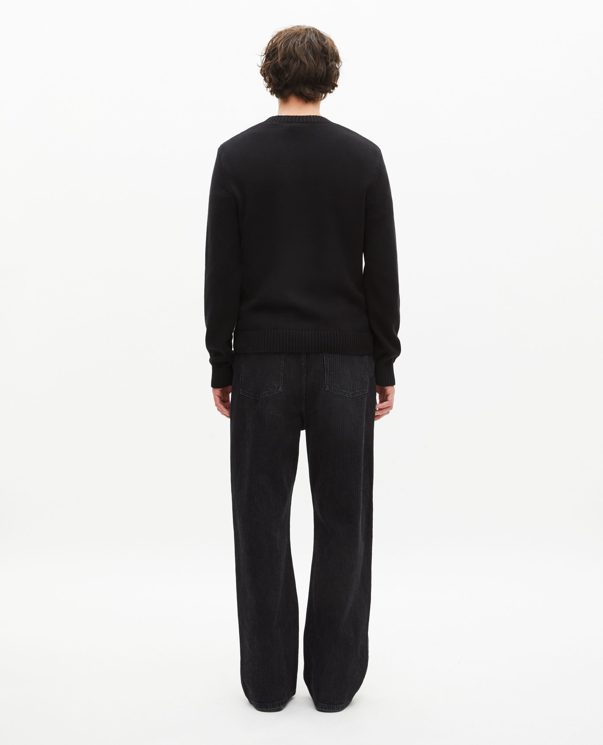 Black skull screen-printed sweater, BLACK-ECRU, hi-res image number null