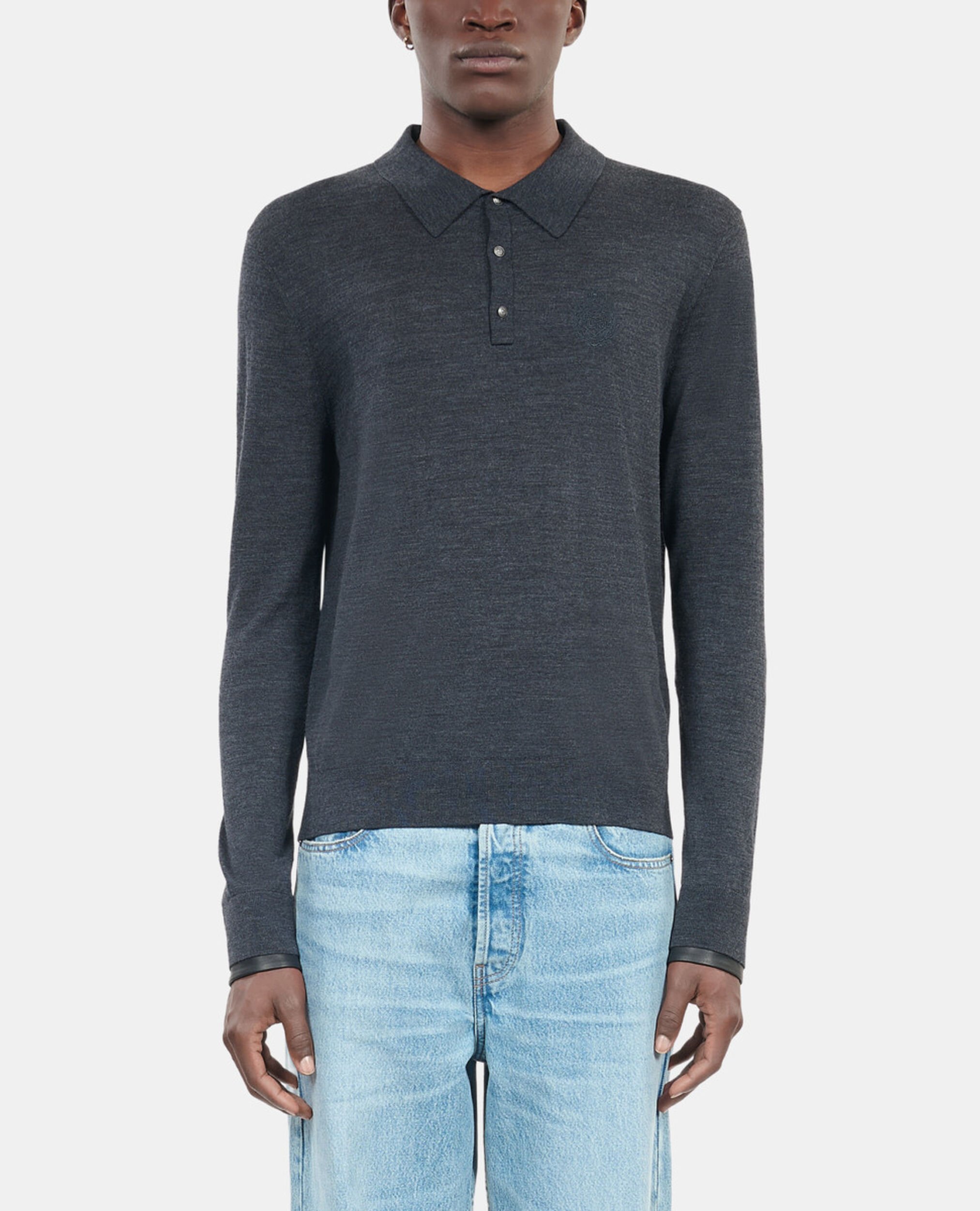 Grey wool sweater, ANTHRACITE MELANGE, hi-res image number null