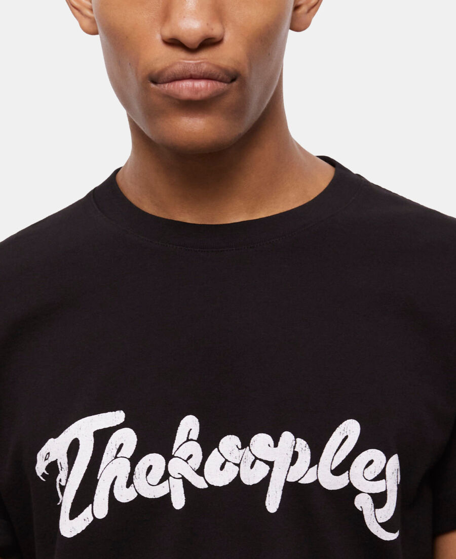 men's black t-shirt with snake logo print